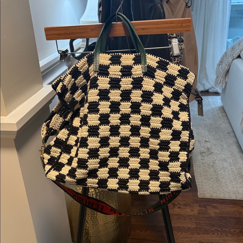 Clare V. Stylish Black and White Checkered Tote Bag